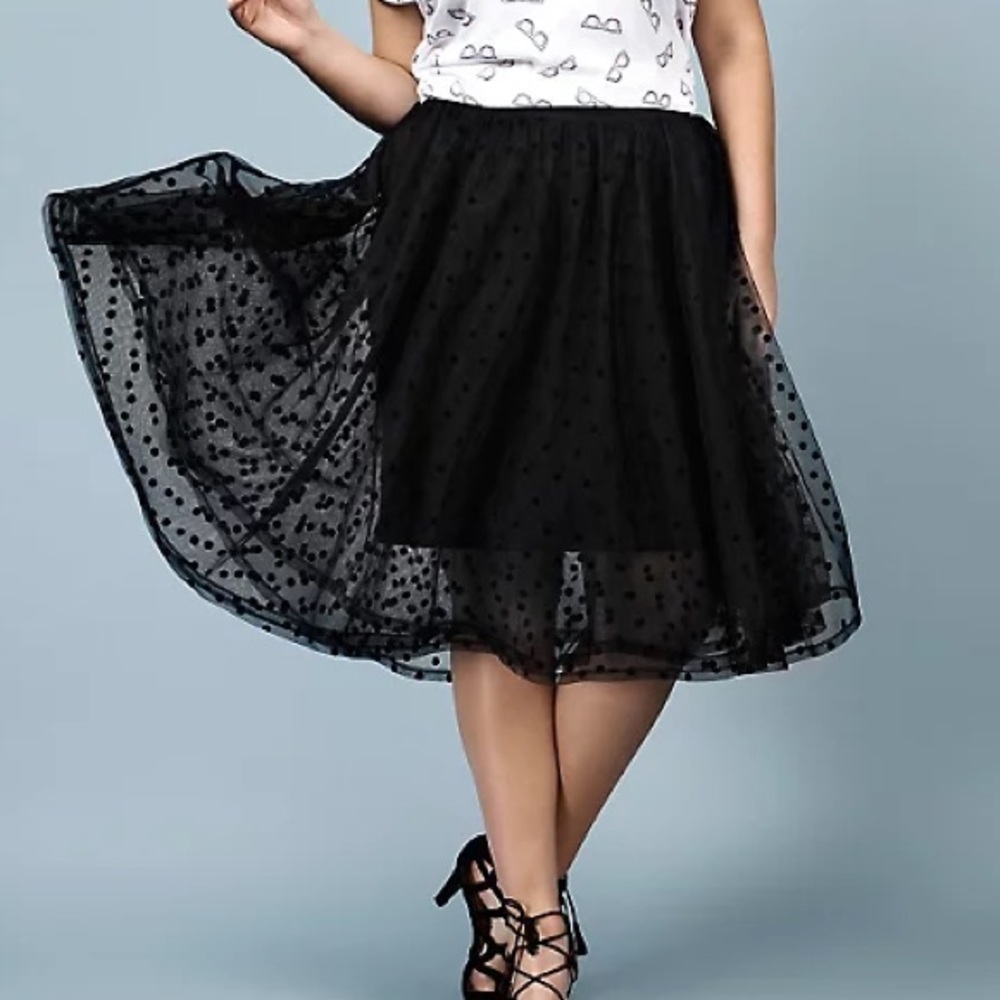 Torrid Rebel Wilson Black Polka Dot Skirt Size 2